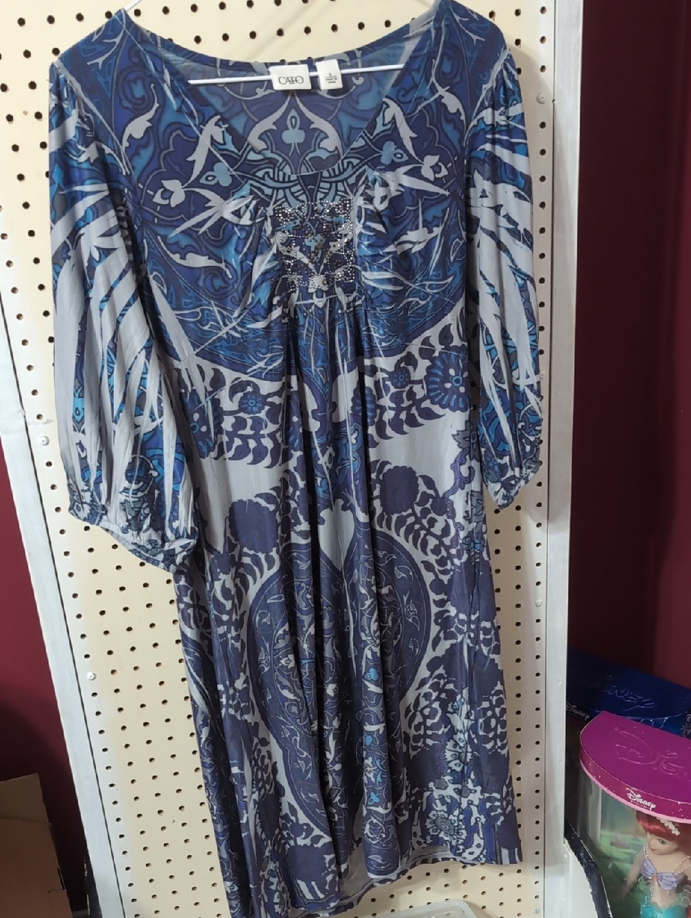 Cato Blue and Gray Boho Patterned Tunic